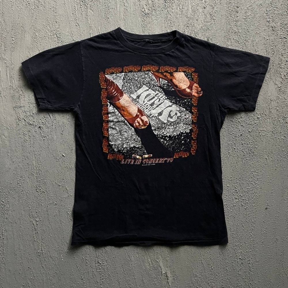 Vintage The Kinks Shirt XS Black 1970s Low Budget Live In Concert‎